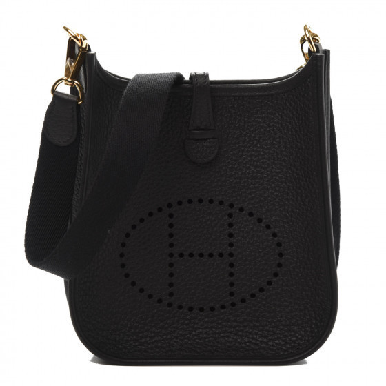 HERMES Taurillon Clemence Evelyne TPM Black | Fashionphile
