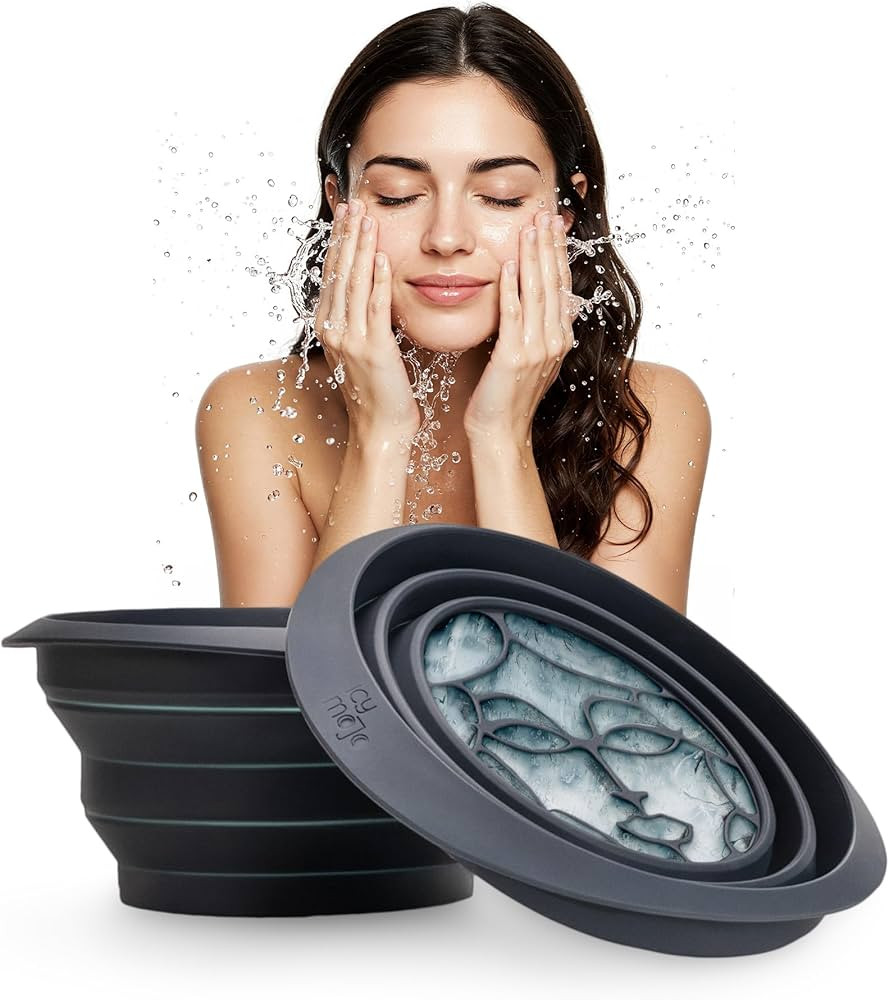 Facial Cold Plunge® | Collapsible Silicone Bowl with Built-in Icetray for Home Ice Water Facials... | Amazon (US)