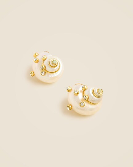Seashell stud earrings with crystals | J. Crew US