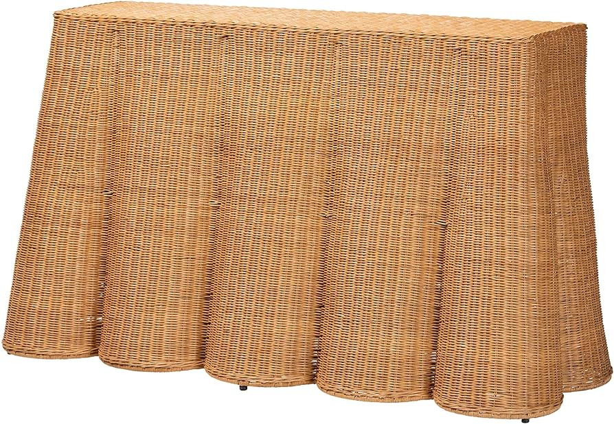 bali & pari Palm Bohemian Honey Scallop Rattan Console Table | Amazon (US)