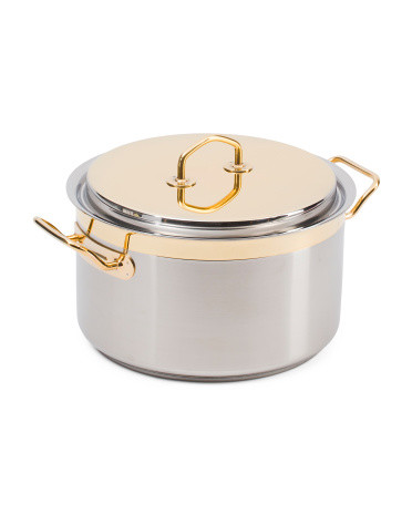 Made In Italy Stainless Steel 6qt Gold Plated Teknika Stockpot | TJ Maxx