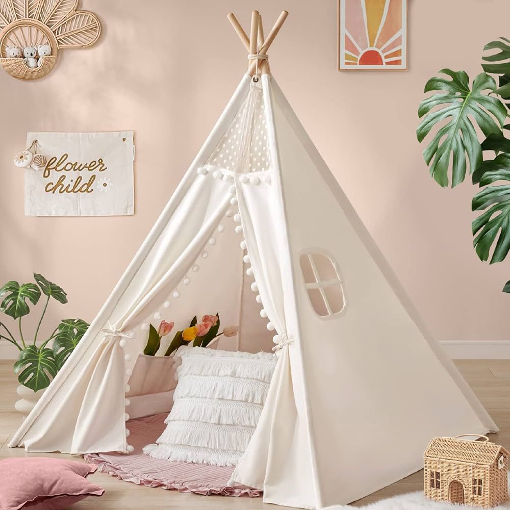 Tiny Land Teepee Tent for Kids Tent Indoor, Canvas Toddler Tent - Kids Teepee Tent for Girls & Bo... | Amazon (US)