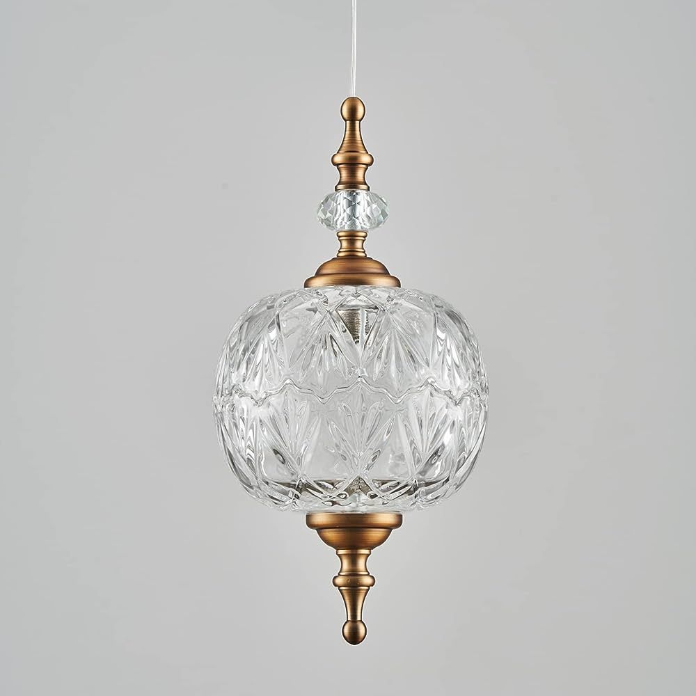 TLOLGT Antique Adjustable Pendant Light Fixtures Delicate Decorative Pattern Glass Ceiling Pendan... | Amazon (US)