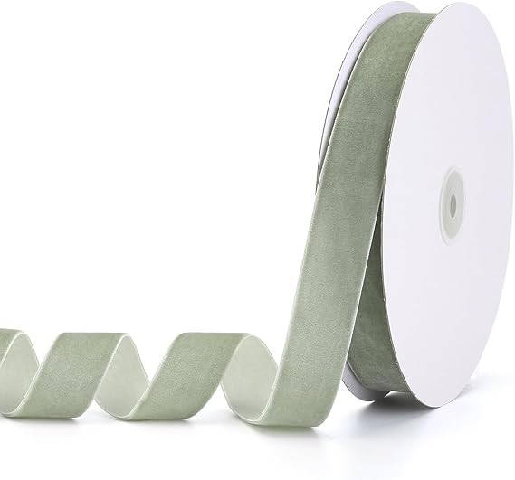 Pieaary Dusty Green Velvet Ribbon 1" x 20Yd,Great for Gift Wrapping,Hair Bows Making, Wreaths,Wed... | Amazon (US)