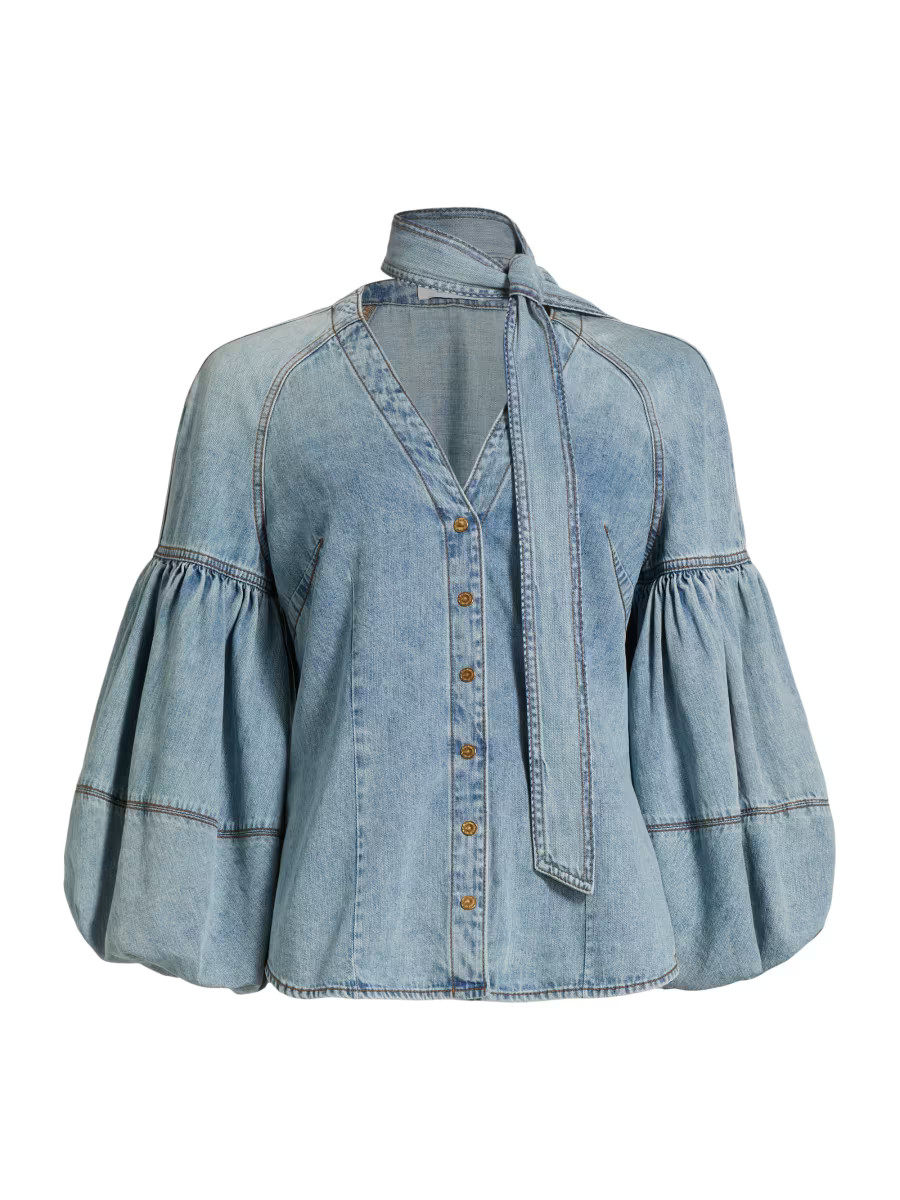 Tied Denim Blouse | Saks Fifth Avenue
