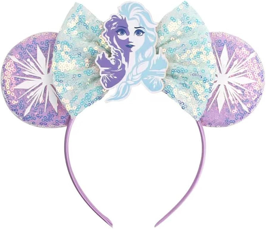 Bow Ear Headbands for Women, Glittrt Snow Queen Elsa Mouse Ear Headbands for Adult | Amazon (US)