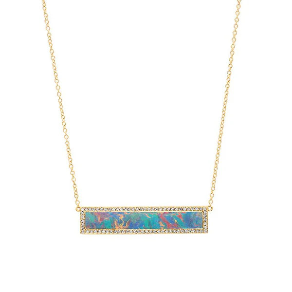 Red Boulder Opal Inlay Bar Necklace with Diamonds | Jennifer Meyer