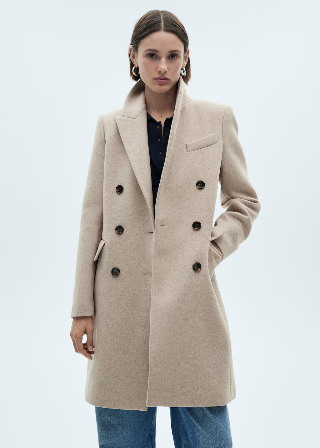 Double-breasted wool coat - Woman | MANGO USA | MANGO (US)