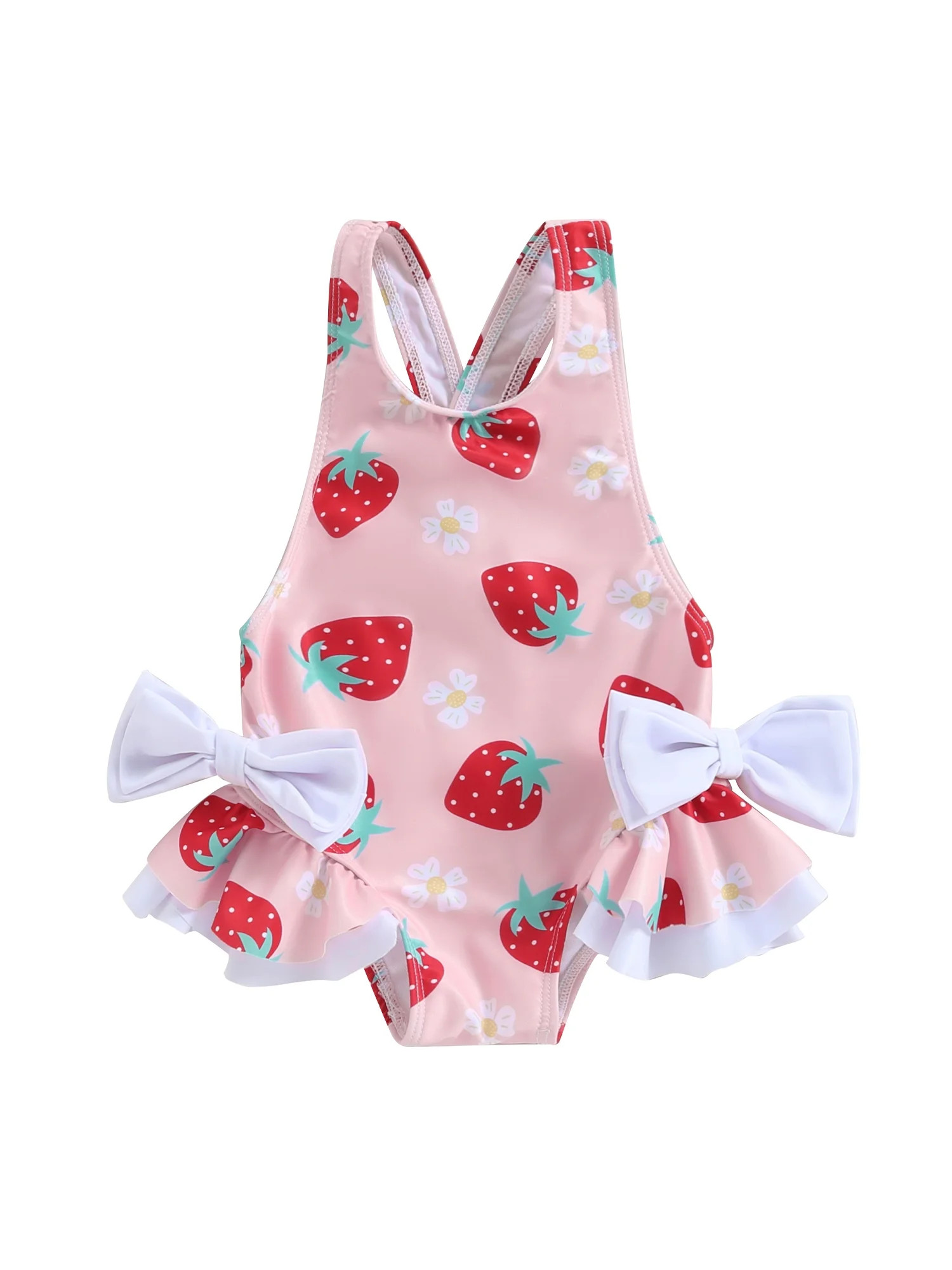 DDSBABAY Kids Girls Swimsuit Flower Print 3D Bow Neck Sleeveless Baby Summer Swimwear Toddler Bat... | Walmart (US)