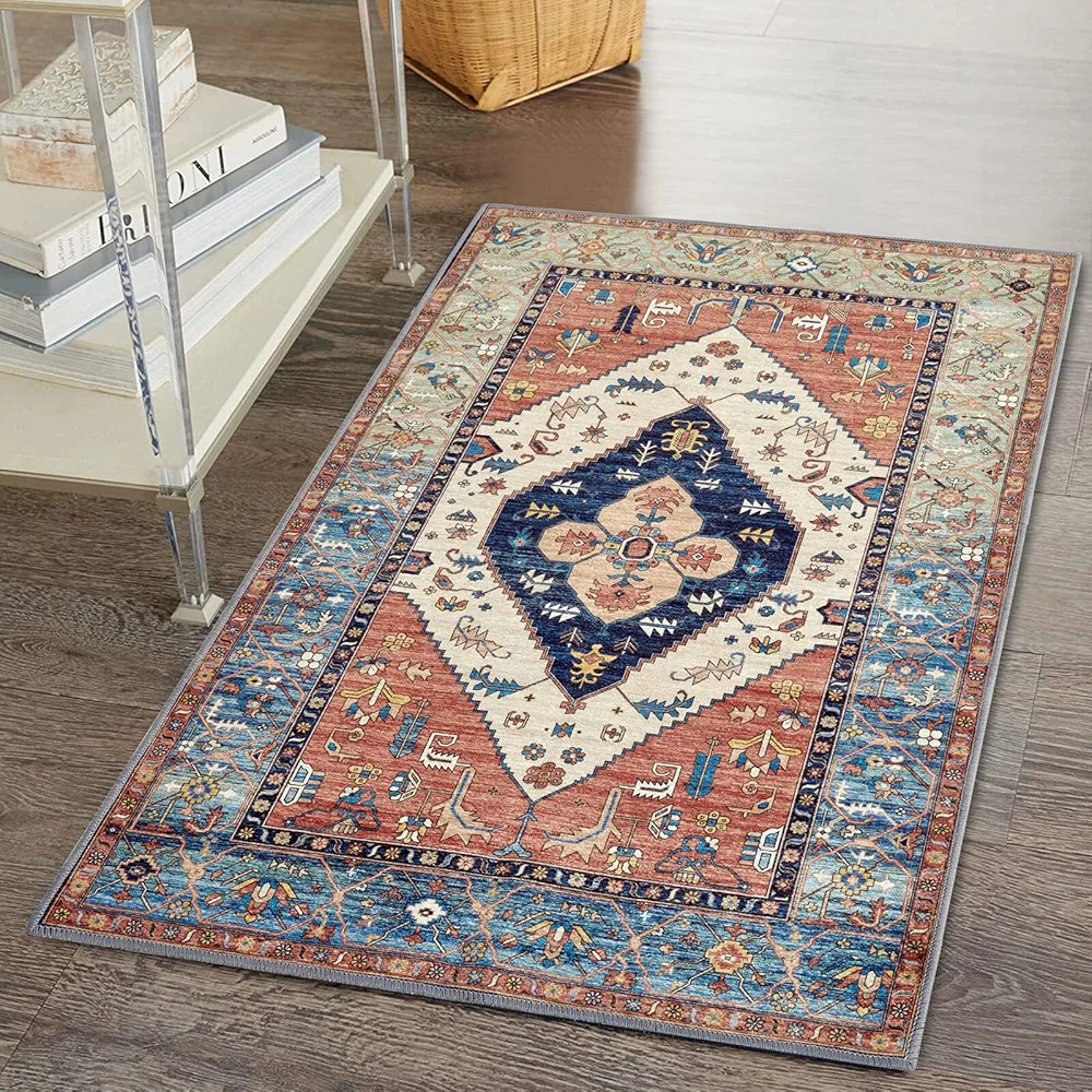 RoomTalks Ultra Thin Machine Washable Oriental Persian 2x3 Small Area Rug Non-Slip with 4 Reusabl... | Amazon (US)