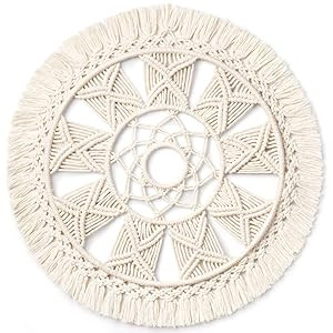 Dahey Macrame Wall Hanging 15" Woven Tapestry Wall Art wreath Boho Chic Home Decor Christmas Day Gif | Amazon (US)