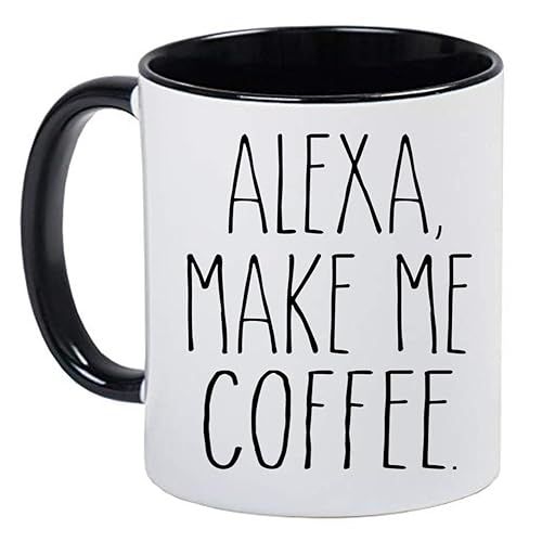 Funny Cute Farmhouse Decor Black and White Coffee Mug - Alexa Make Me Coffee | Amazon (US)