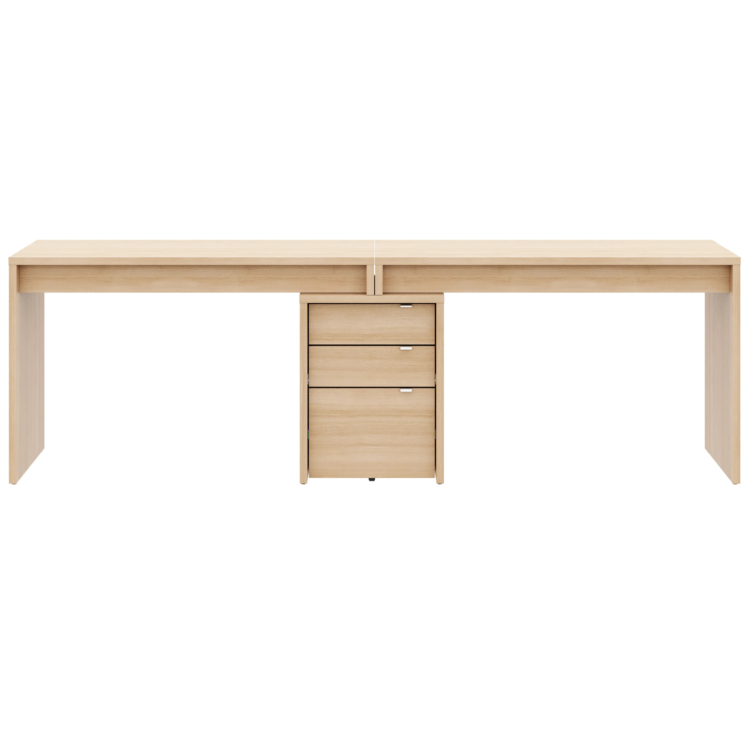 3-piece Home Office With Multi-purpose Storage & Desks, Natural Blonde Oak | Wayfair North America