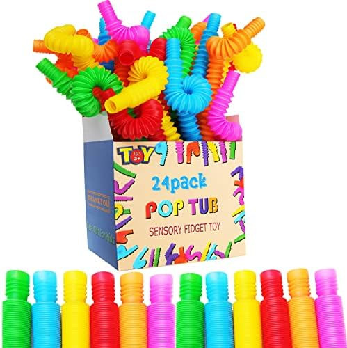 PenVinoo 24pcs Pop Tubes Fidget Toys for Kids and Sensory Toys for Children and Aldult Stress Rel... | Amazon (US)