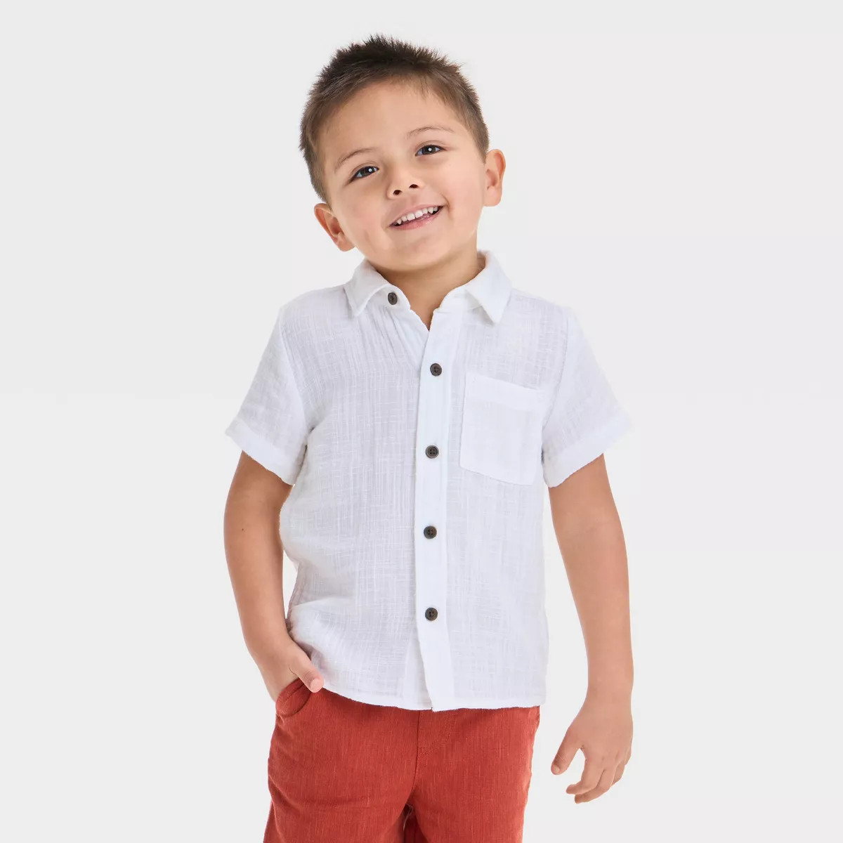 Toddler Boys' Double Weave Woven Shirt - Cat & Jack™ | Target