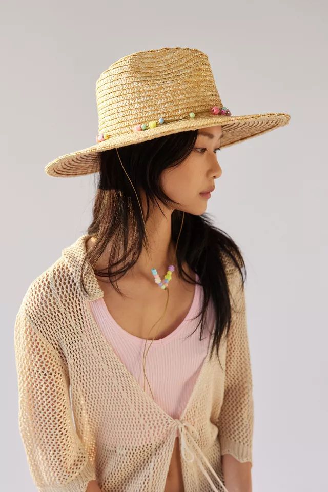 Ashlee Beaded Straw Panama Hat | Urban Outfitters (US and RoW)