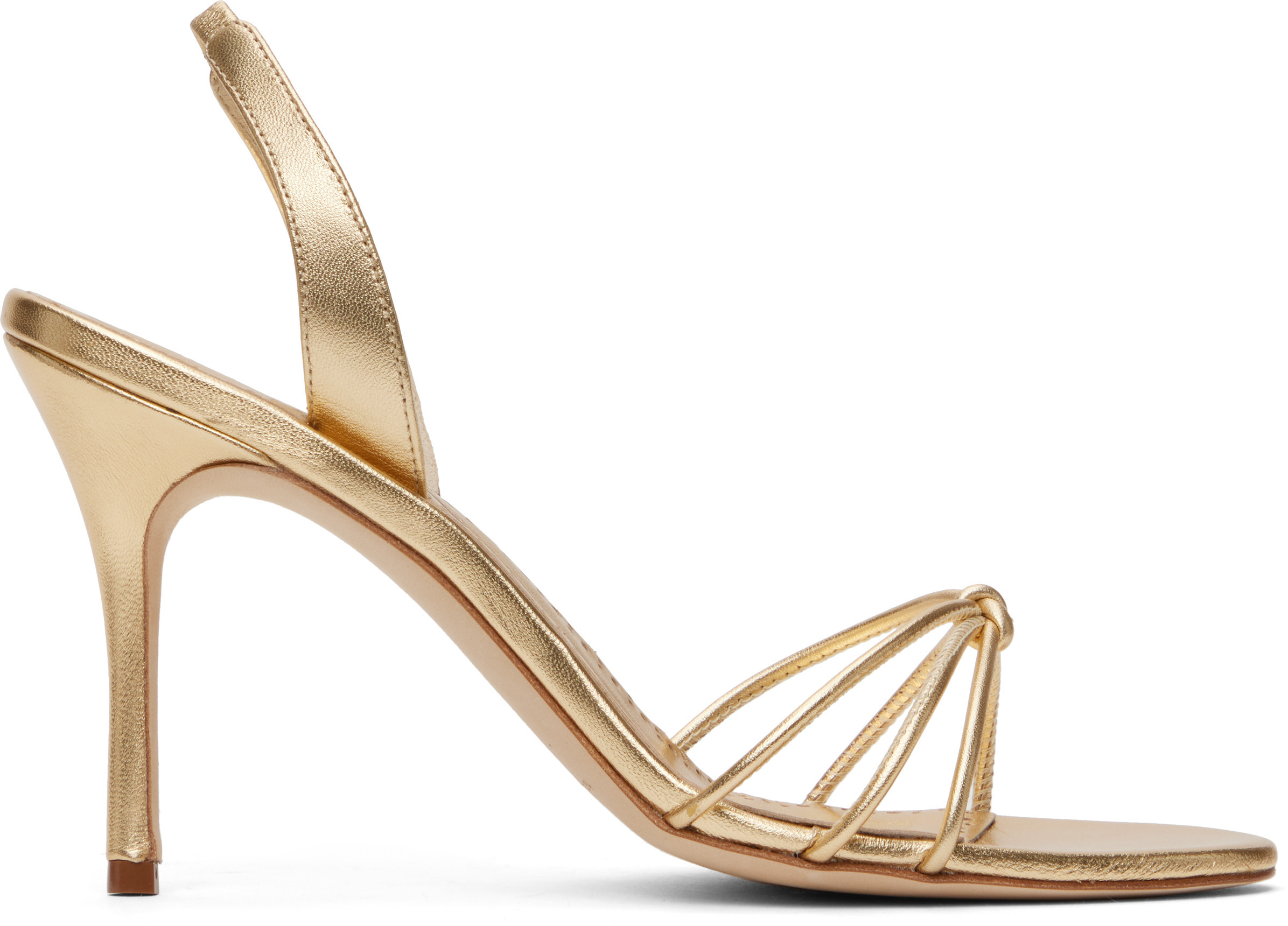 Manolo Blahnik Gold Sareta Heeled Sandals | SSENSE