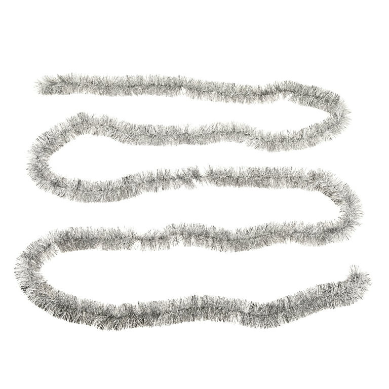Soft & Silky Silver Tinsel Christmas Garland, 15', by Holiday Time | Walmart (US)