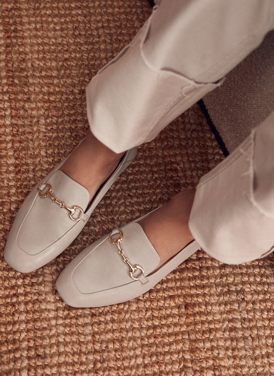 Camille Beige Leather Loafers | Mint Velvet