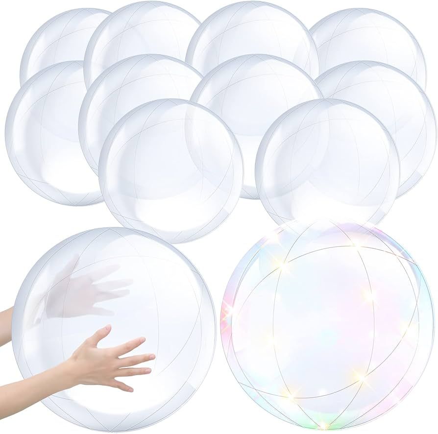 12 Pieces Inflatable Clear Beach Ball Inflatable Clear Balloons Transparent Swimming Pool Party B... | Amazon (US)