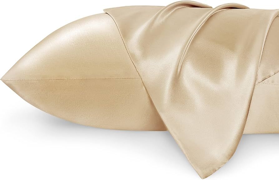 Bedsure Satin Pillowcase for Hair and Skin Queen -Gold Silk Pillowcase 2 Pack 20x30 inches - Sati... | Amazon (US)
