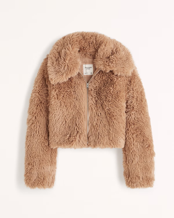 Drama Collar Faux Fur Coat | Abercrombie & Fitch (US)