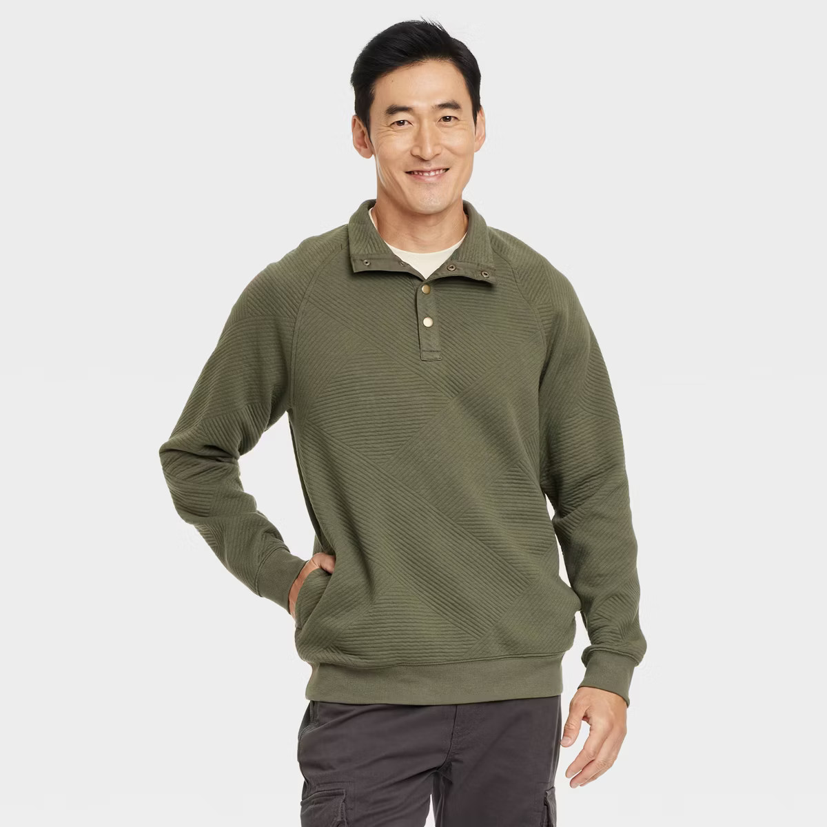 Men's Quilted Snap Pullover Sweatshirt - Goodfellow & Co™ | Target