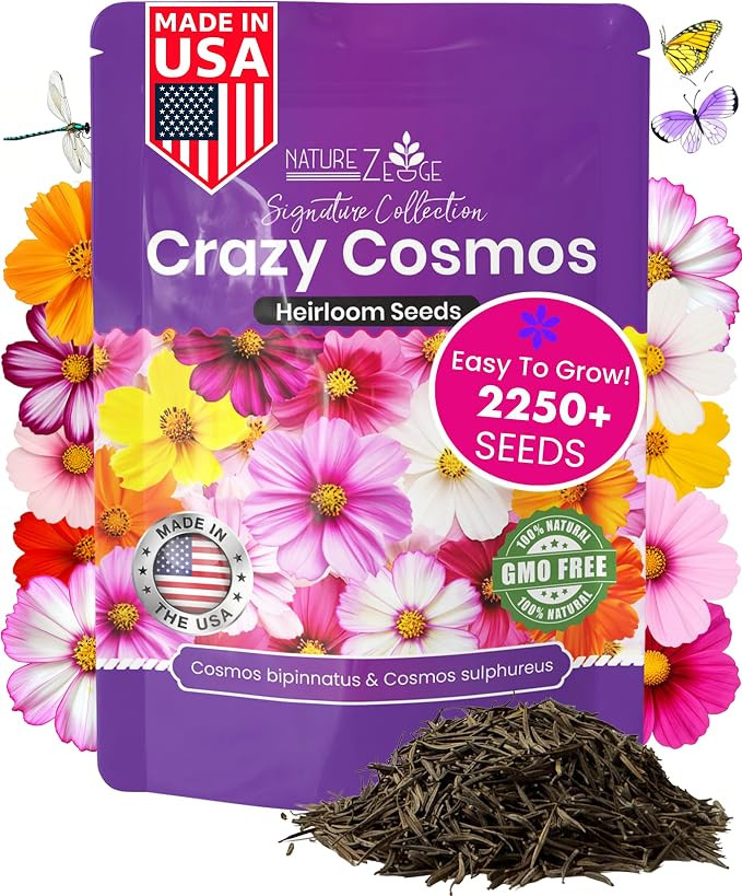 NatureZ Edge, Crazy Cosmos Seeds for 2026, 2250 Cosmos Seed, 15g, Made in USA, Annual Cut Flowers... | Amazon (US)