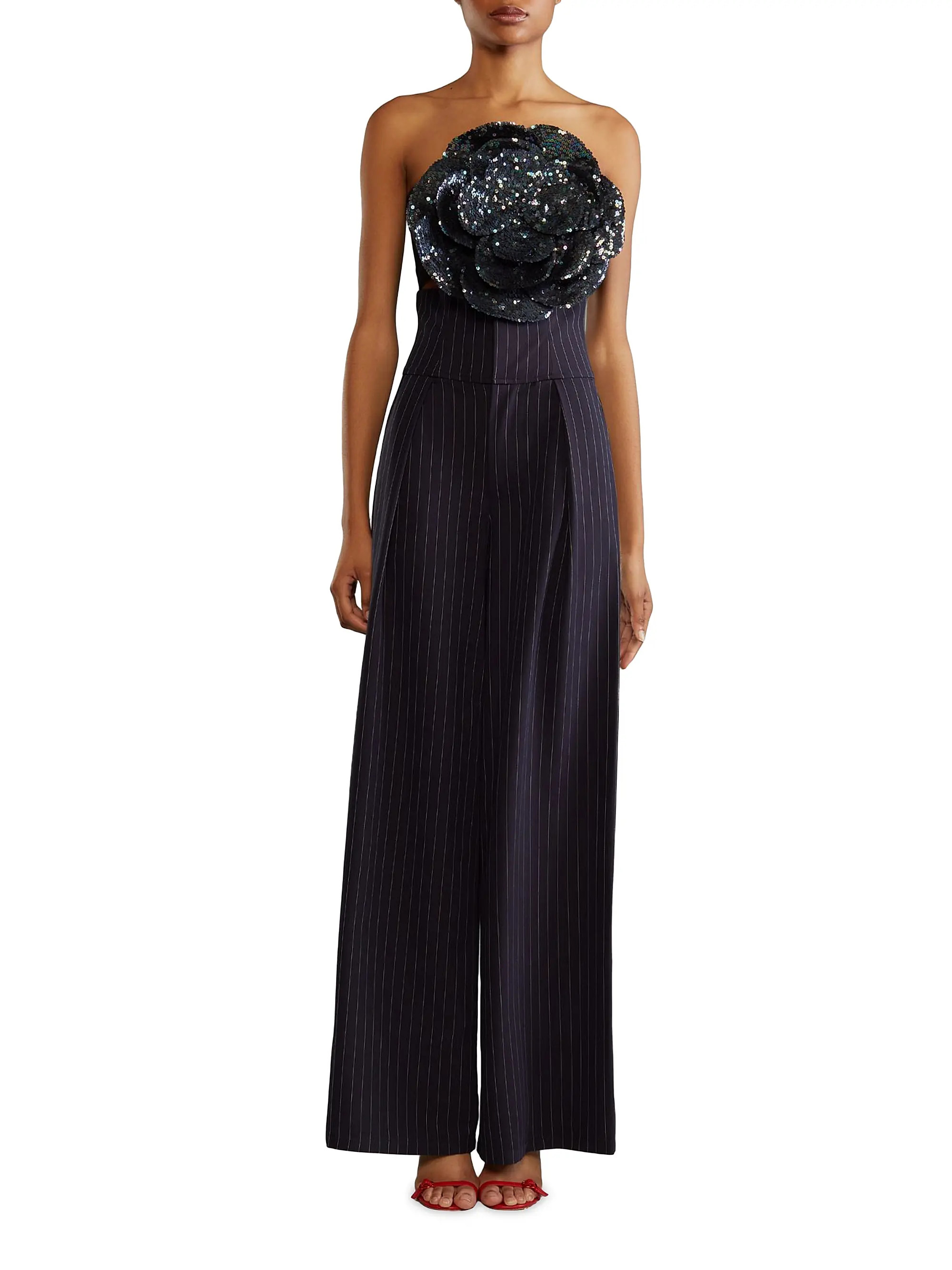 Sequined Floral Bandeau Top | Saks Fifth Avenue