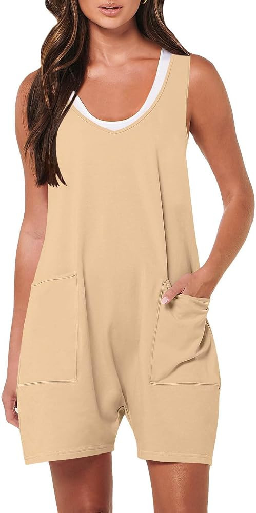 Rompers for Women 2024 Summer Loose Fit Short Jumpsuits Casual Workout Athletic Overalls Cute One... | Amazon (US)