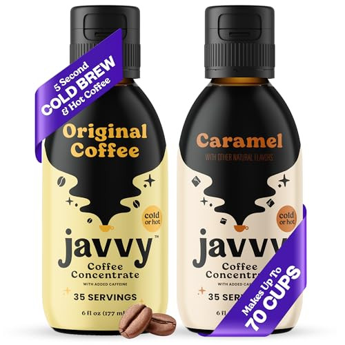 Javvy Coffee Concentrate - Cold Brew Coffee, Perfect for Hot or Iced Instant Coffees, Hot Drinks, Cold Brew Concentrate - Original & Caramel | Amazon (US)