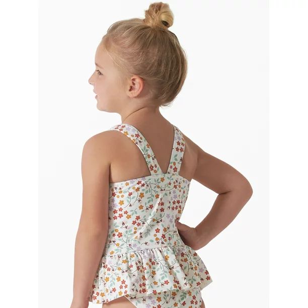 Modern Moments by Gerber Baby and Toddler Girl One-Piece Ruffle Swimsuit with UPF 50+, Sizes 12M-... | Walmart (US)