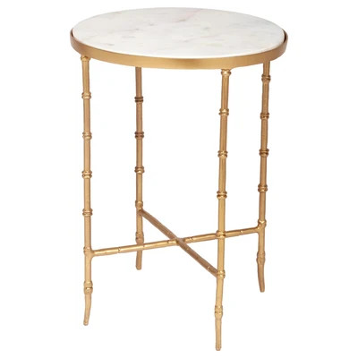 Murphy Gold Oval White Marble Side Table | The Well Appointed House, LLC