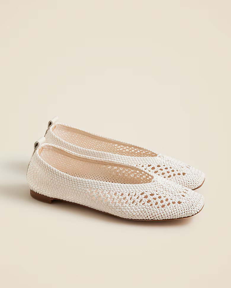 Square-toe crochet ballet flats | J. Crew US