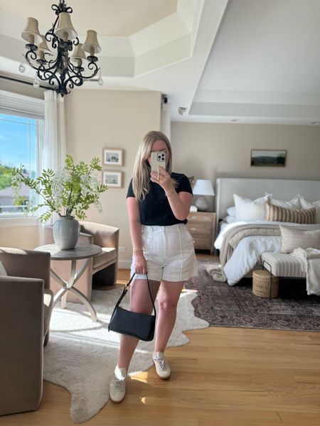 Linen white shorts for summer. Basic black tee. And beautiful shoulder bag from Madewell. MEW favorite sambas. 

Jeans, linen shorts, bag, sambas, sneakers, top, tee, tshirt, summer outfit, spring outfit, shorts, samba sneakers, adidas, samba, bag, shoulder bag, spring outfits, summer outfit, 

#LTKGiftGuide #LTKItBag #LTKxMadewell