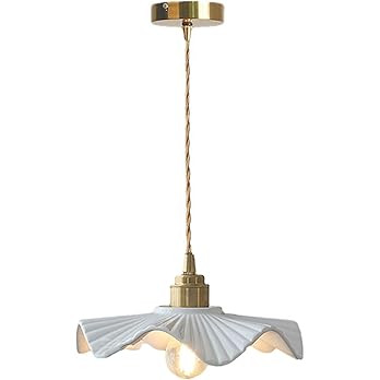 E26 Modern Minimalist Creative White Ceramic Pendant Light Chandelier, Dining Room Hanging Lamp, ... | Amazon (US)