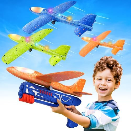 Fuwidvia 3 Pack Airplane Launcher Toys, 13.2'' LED Foam Glider Plane Toy for Boys, 2 Flight Modes... | Amazon (US)