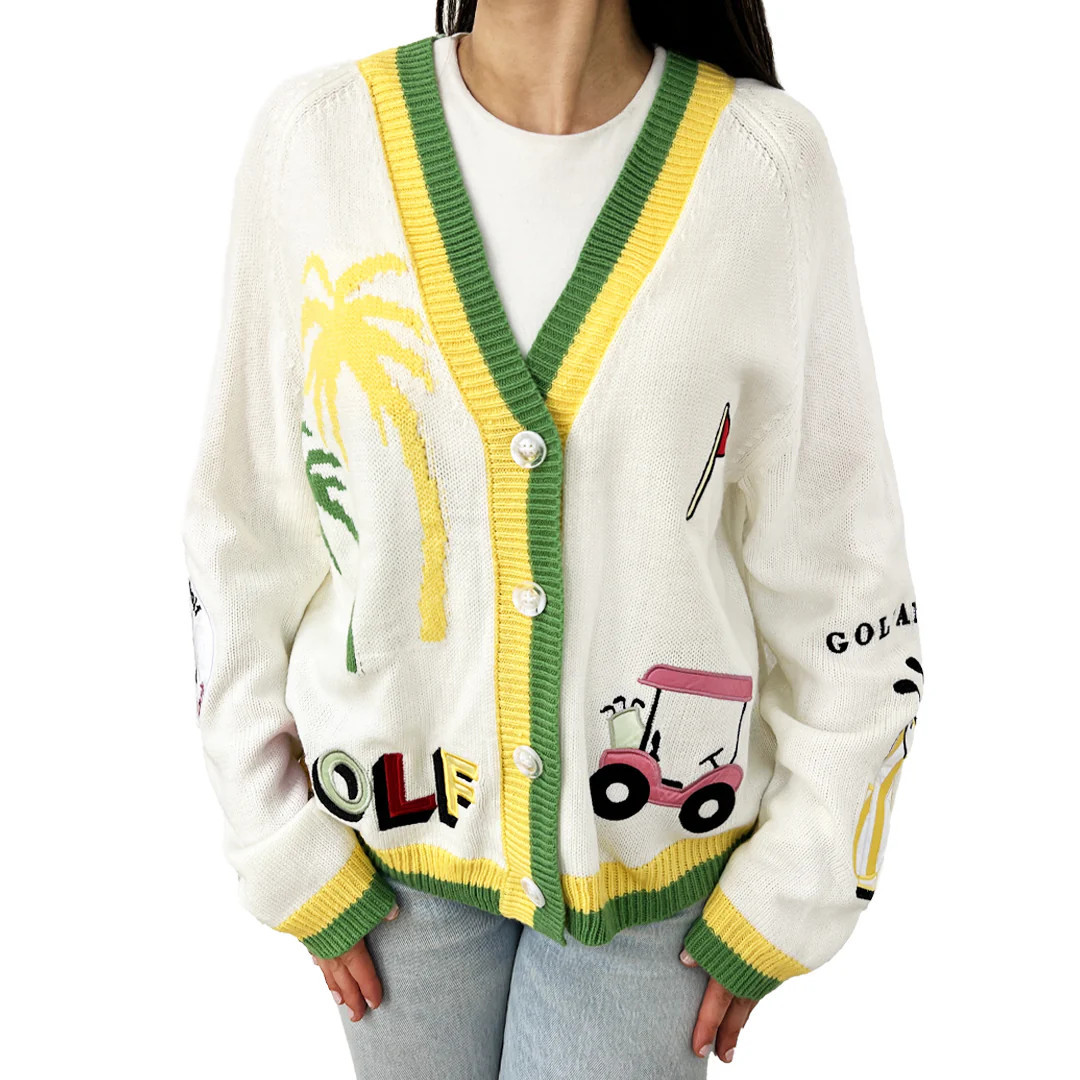 Cream Golf Cardigan Sweater | Jennifer Miller Jewelry