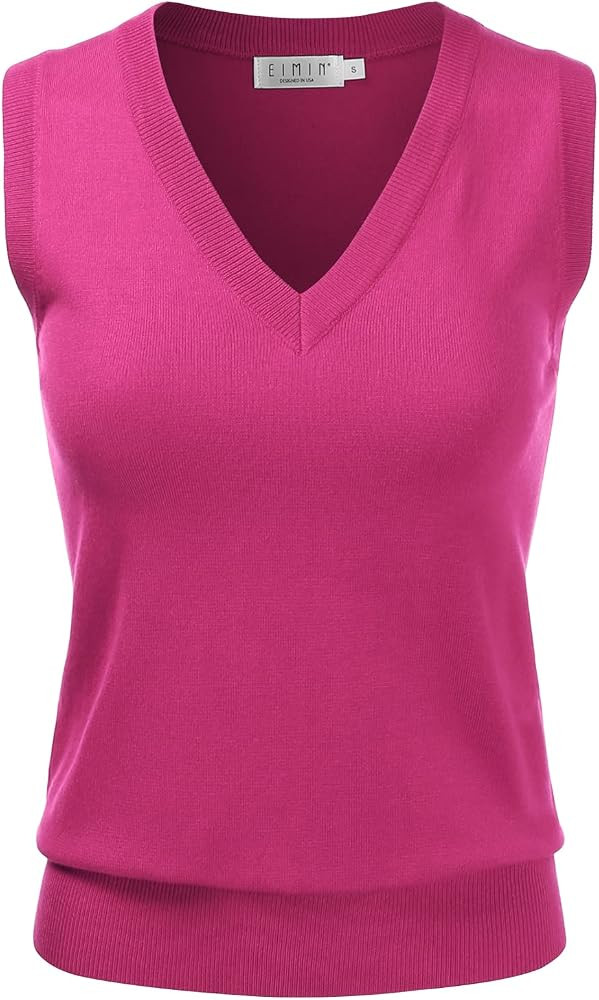 EIMIN Women's V-Neck Sleeveless Stretch Pullover Premium Sweater Vest Top (S-3X) | Amazon (US)