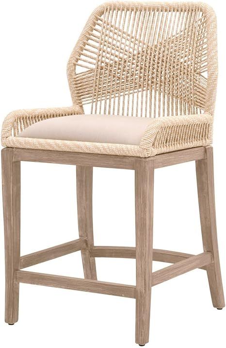 Benjara Intricate Rope Weaved Padded Counter Stool, Beige and Brown | Amazon (US)