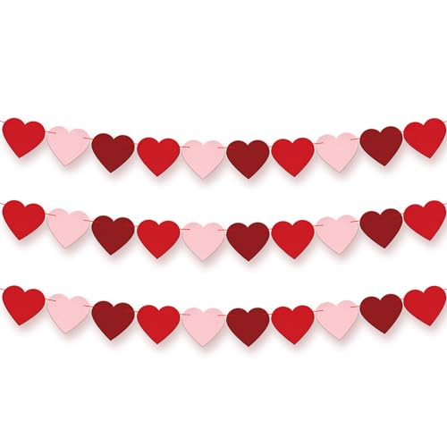 KatchOn, Felt Valentines Day Garland - 8.2 Feet, No DIY | Red, Pink Heart Garland, Valentines Day Decorations | Heart Banner for Galentines Day Decorations | Valentine Garland, Valentines Decorations | Amazon (US)