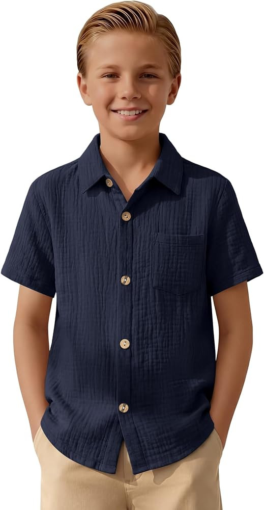 Boys Cotton Button Down Polo Shirt | Amazon (US)