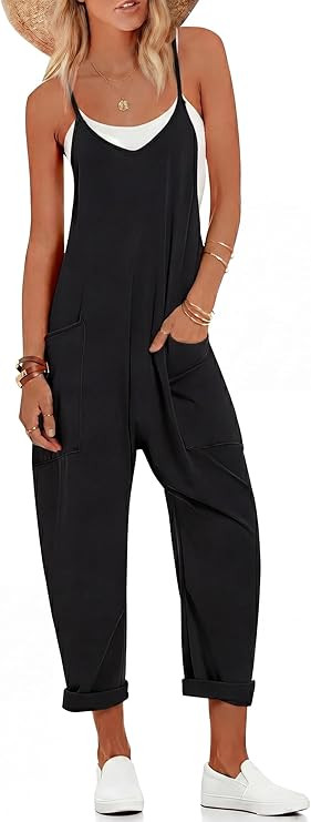 Ekouaer Womens Jumpsuit Sleeveless Casual Summer Overalls Jumpers Spaghetti Strap Baggy Long Pant... | Amazon (US)