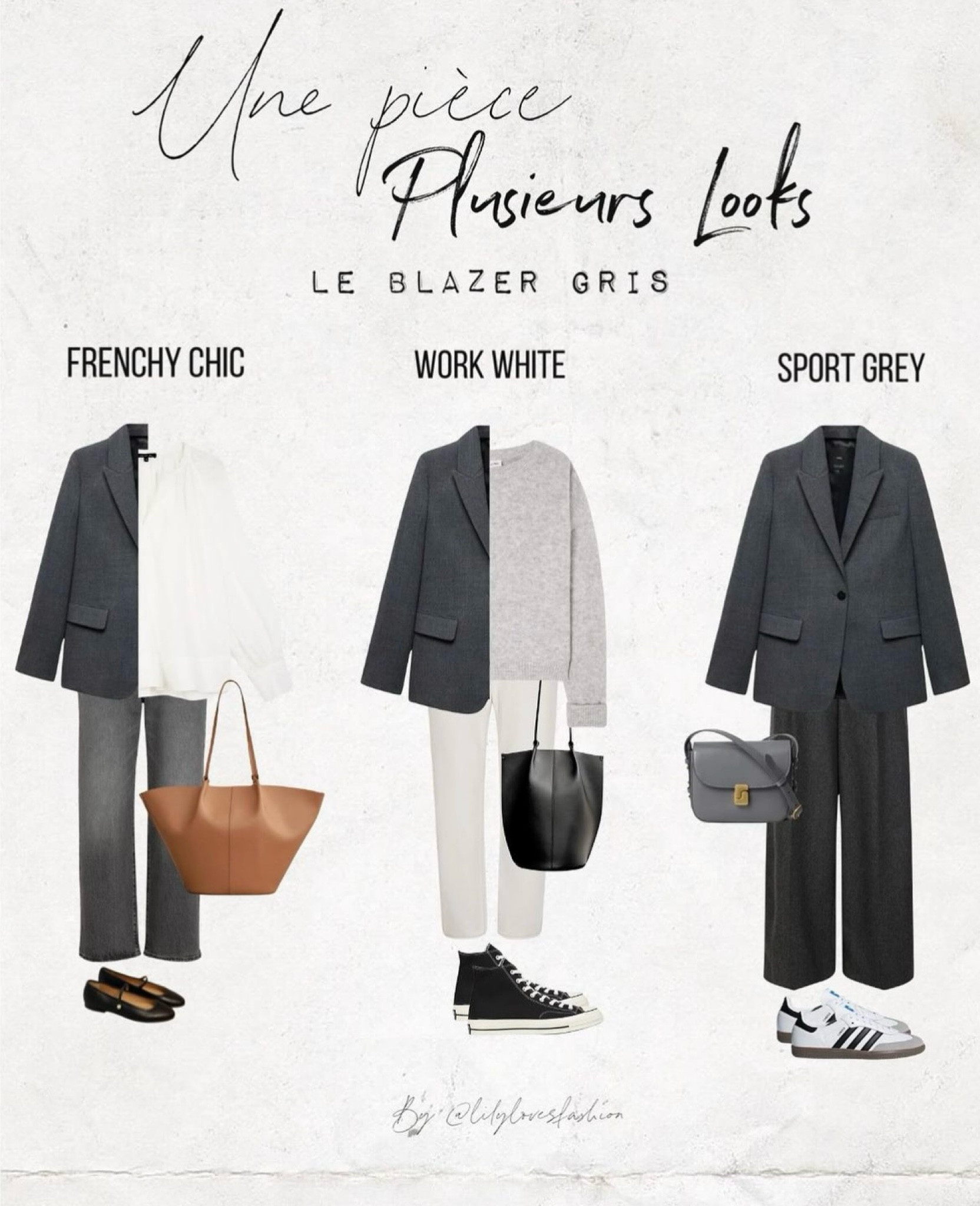 Look avec un blazer gris 