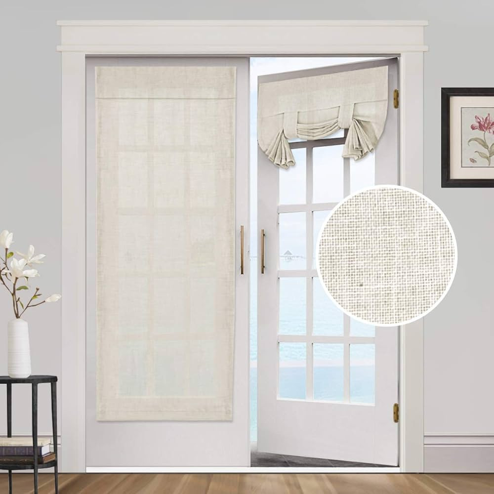Natural Linen Blended Door Curtain Privacy French Door Curtain Light Filgtering Tricia Window Doo... | Amazon (US)