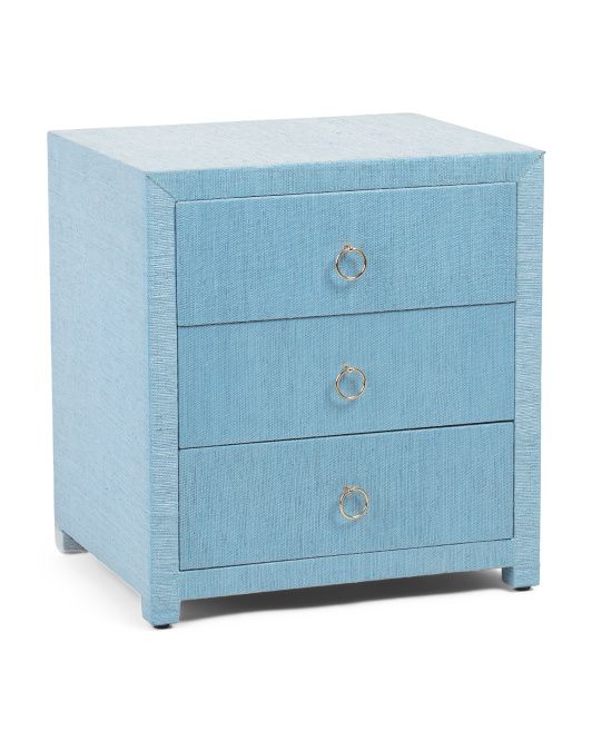 22x18x24 Quinn 3 Drawer Raffia Side Table | Marshalls