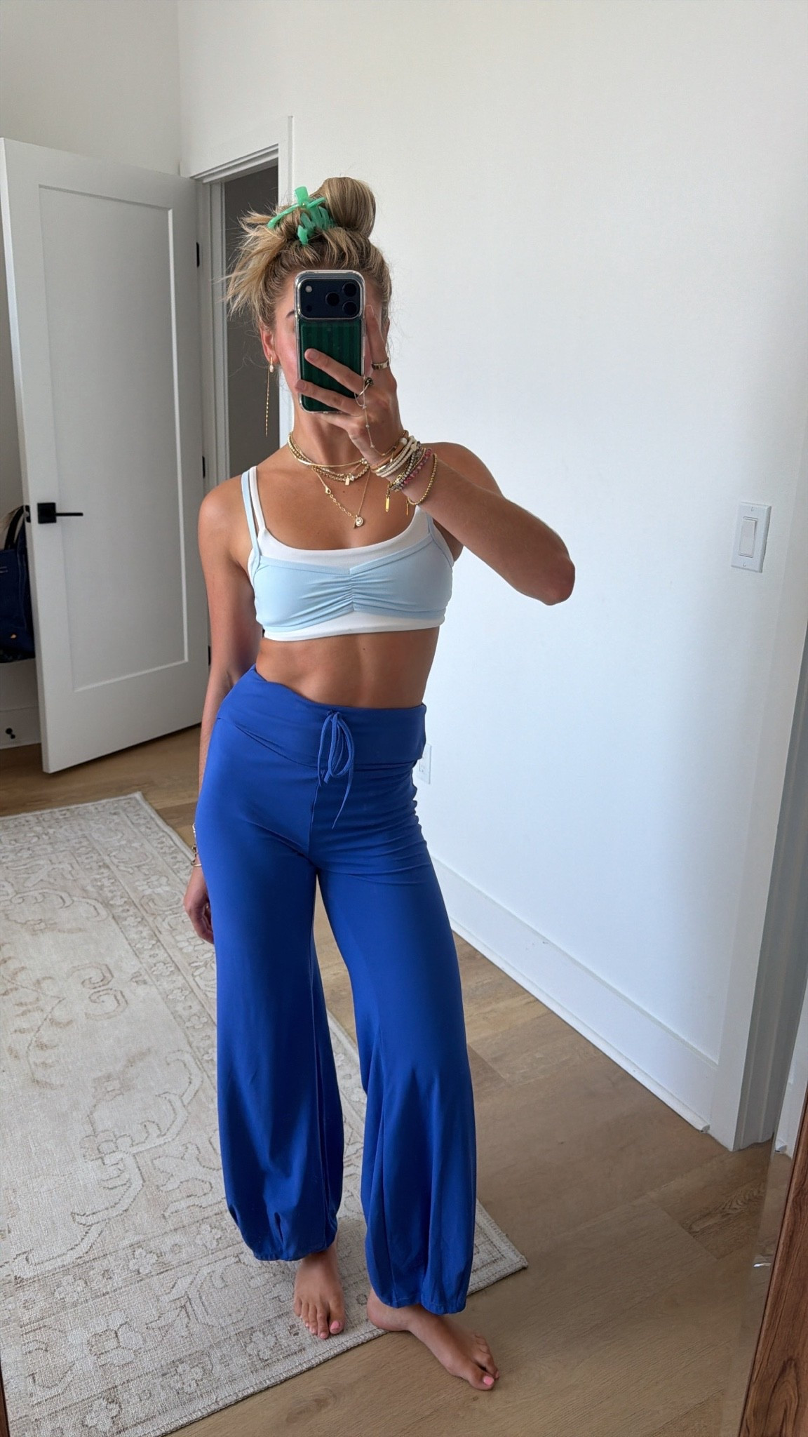 My workout set is @athluna size xs LunaAiry Contrast Layered Sports Bra paired with my Amazon size small MOOSLOVER Women Wide Leg Yoga Pants Bubble Hem Fold Over Leggings Pants
Flattering High waisted balloon yoga pants with foldover waist and drawstring, in butter soft stretch for workouts and dance

My workout and workout gear for my daily workout. I take pilates classes from @lexfish on Instagram she has a whole online platform and membership! Most of my pilates gear and tools are from Bala. Bala use code SLOANE15. 
#workoutgear #workoutwear #pilates #ootd #outfit #athleticwear #athleticoutfit #bikershorts #sportsbra #pilatesoutfit #athleisure #bala #pilatesworkout #pilateslovers #pilatestiktok #balabangles