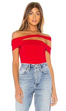 superdown Linda Asymmetric Bodysuit in Red from Revolve.com | Revolve Clothing (Global)