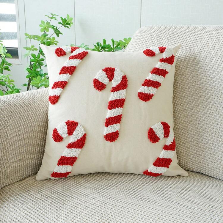 candy cane pillow case  | SHEIN