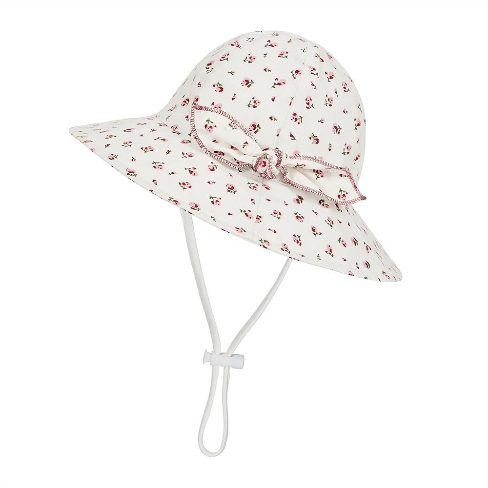 Zando Baby Girl Sun Hat Toddler Fragmented Flowers with Bow Tie Bucket Hats for Baby Adjustable T... | Amazon (US)